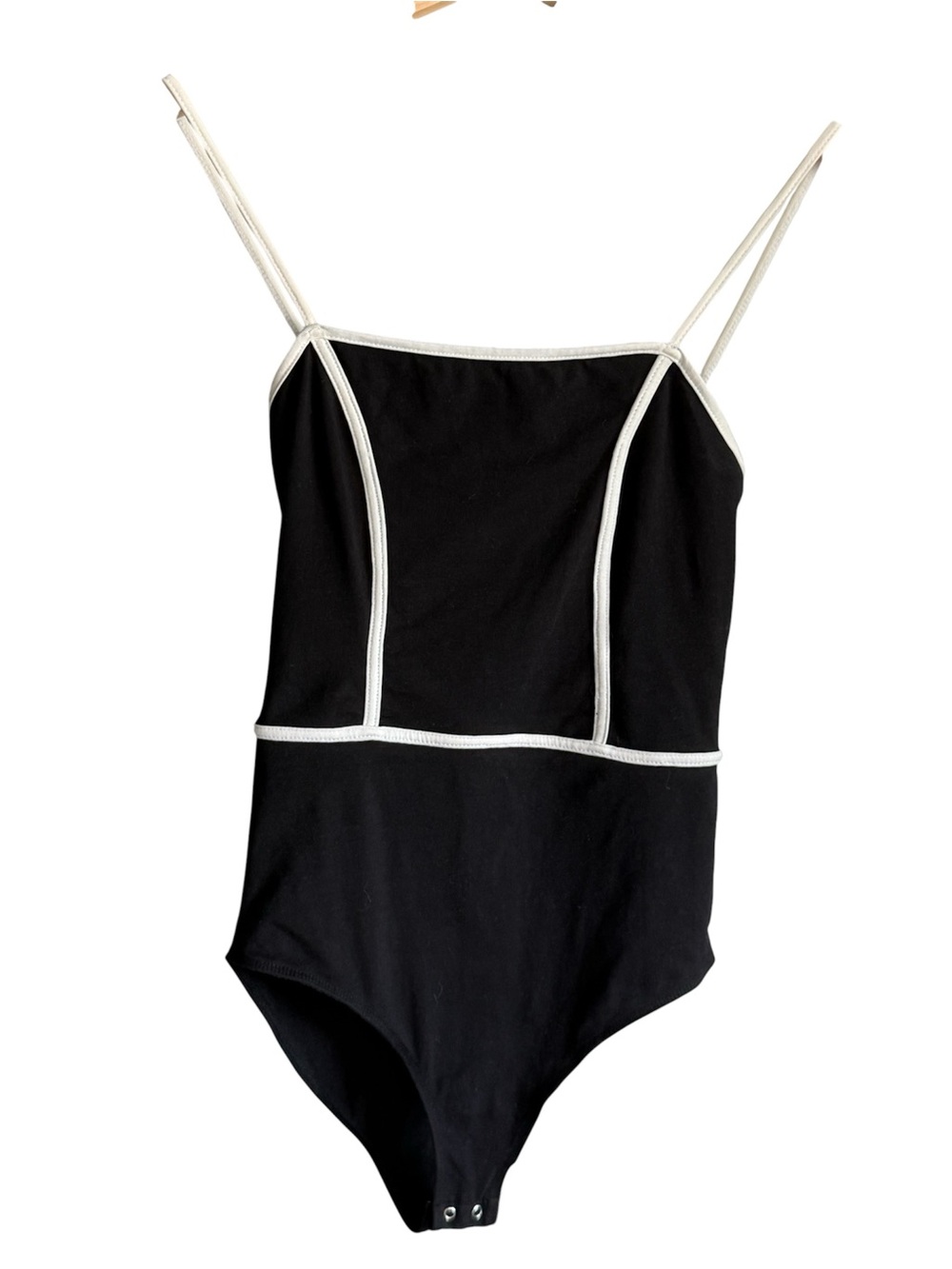 Forever 21 Black Bodysuit with White Contrast Trim